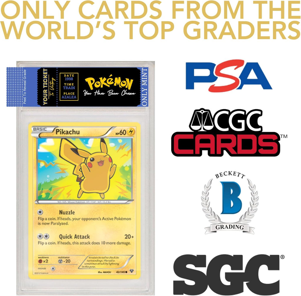 Ultimate Guaranteed One 8-10 Mint Grade Pokémon Card | Graded Trading Card Mystery Contents: (1) Graded Card in Each Pack TCG Game Card Graded by PSA CGC SGC Blind Bag Booster Official Card