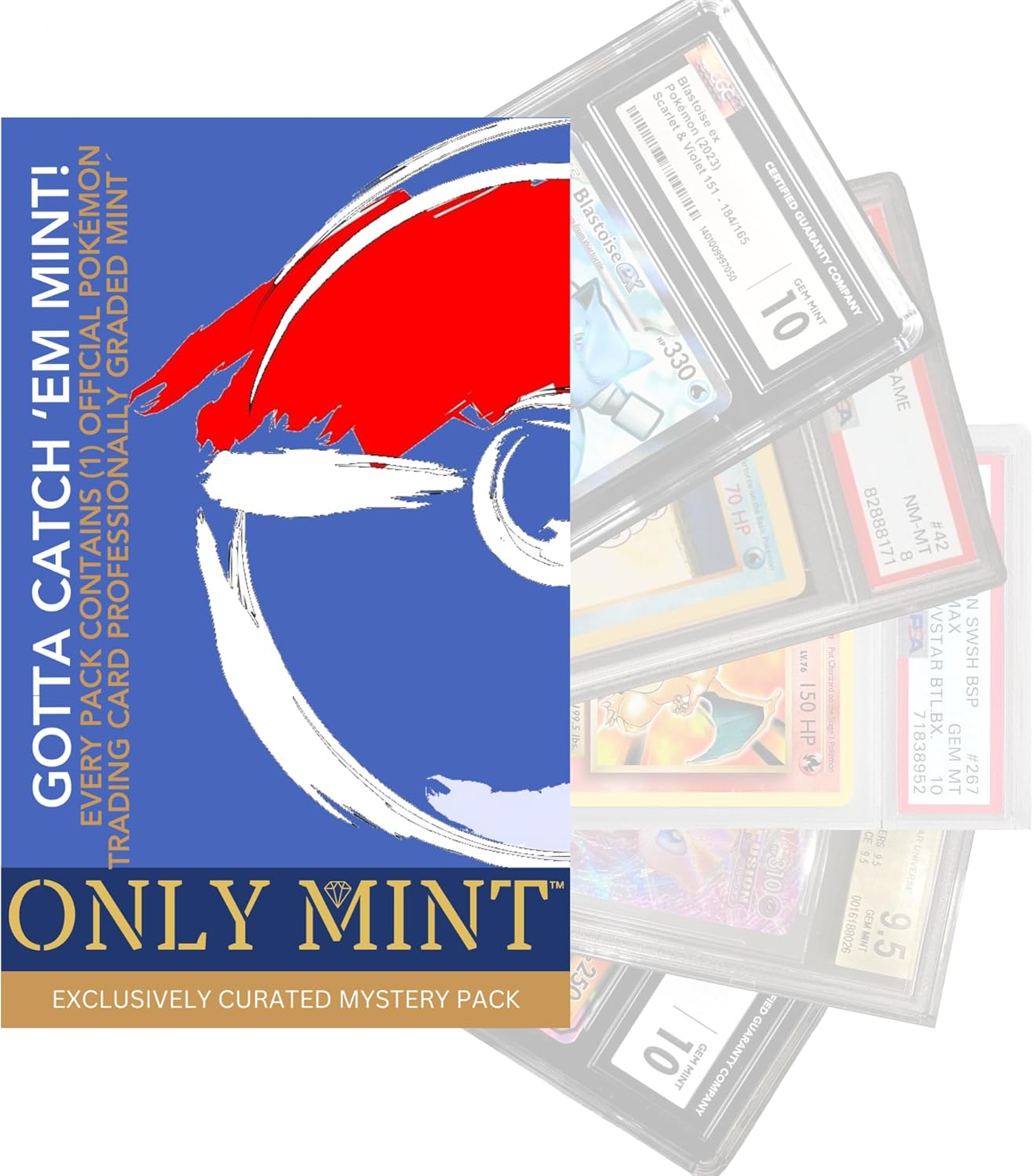 Ultimate Guaranteed One 8-10 Mint Grade Pokémon Card | Graded Trading Card Mystery Contents: (1) Graded Card in Each Pack TCG Game Card Graded by PSA CGC SGC Blind Bag Booster Official Card