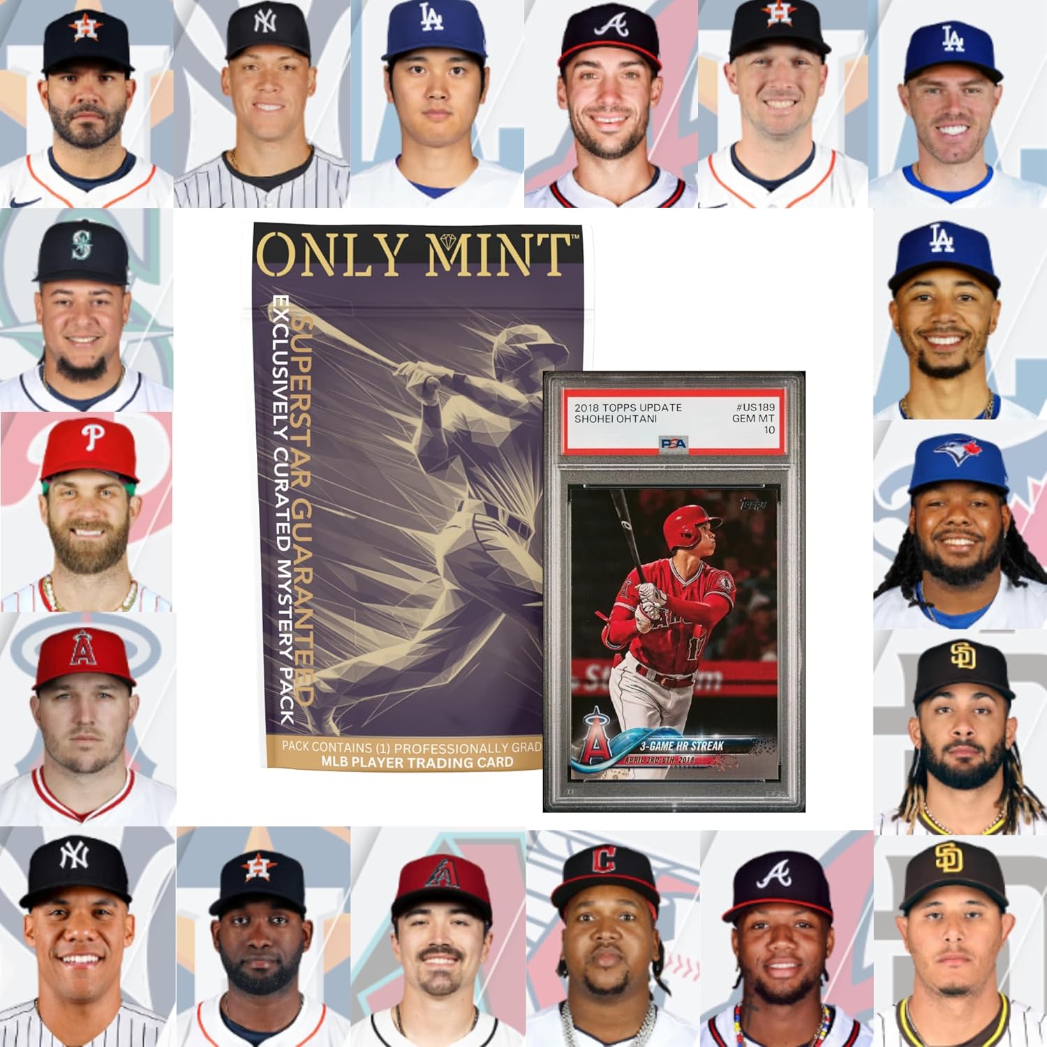 Ultimate Graded Top 15 MLB Superstar Guaranteed Mint 8-10 Card Grade | Only 2024 Top Stars in Each Mystery Booster Pack | Baseball Cards Graded by PSA BGS SGC CSG | Contains 1 MLB Card