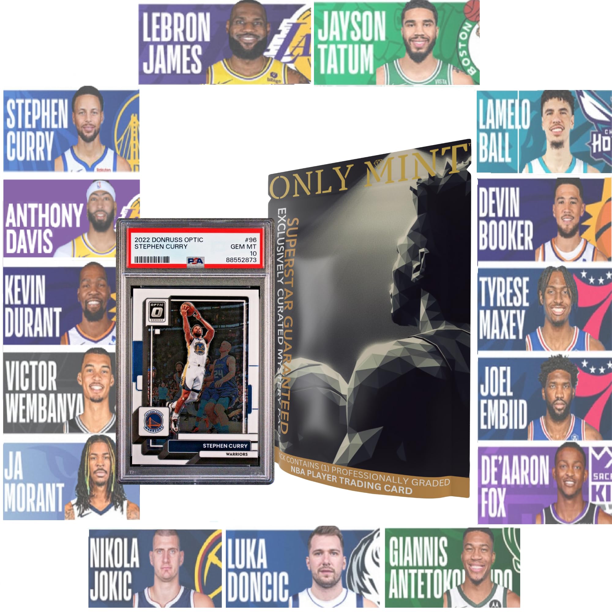 Ultimate Graded Top 15 2024 Superstar NBA Card 8-10 Mint Guaranteed | Only Top Stars in Each Mystery Booster Pack | Basketball Cards Grades by PSA BGS SGC CGC | Blind Bag Contains 1 NBA Card