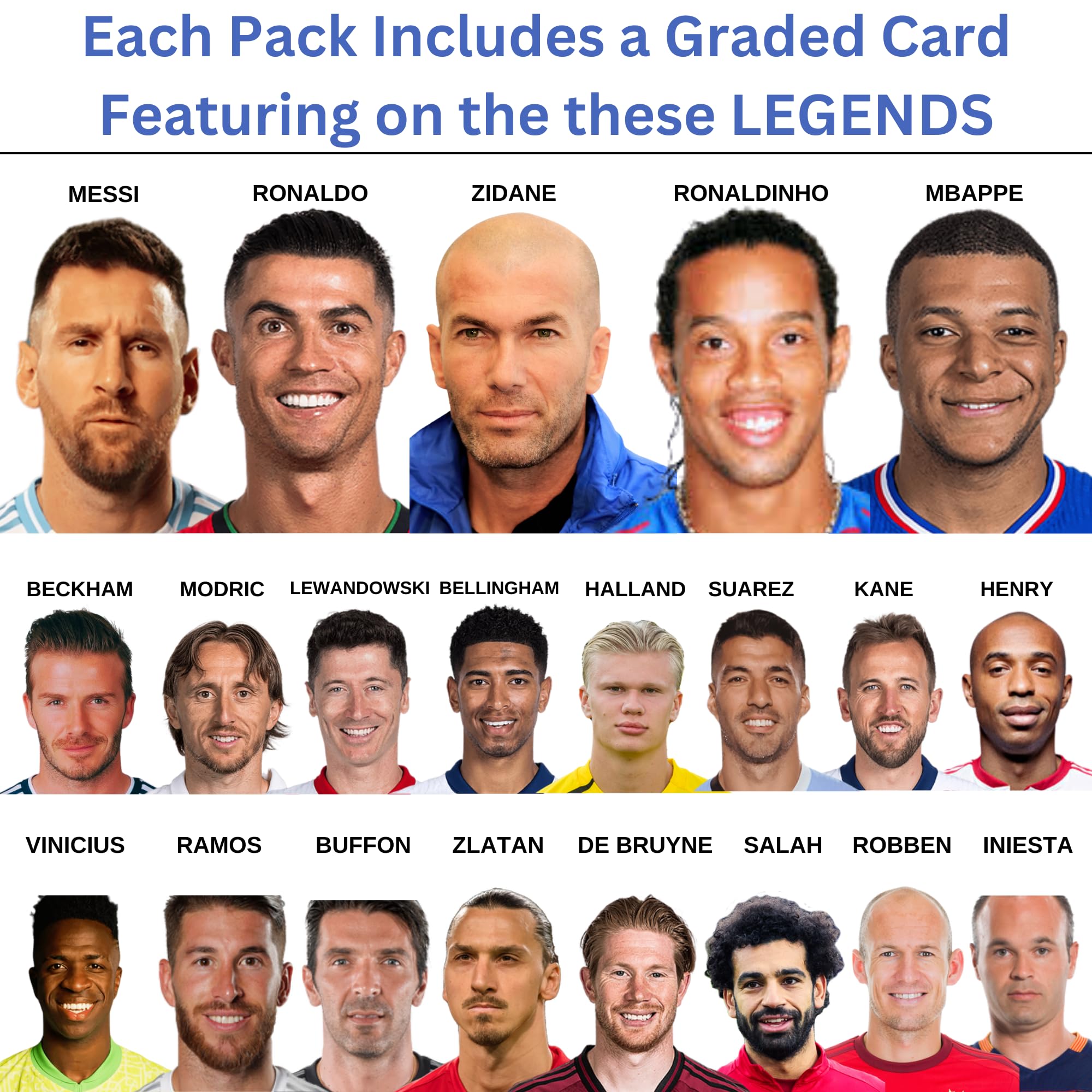 Ultimate Soccer Guaranteed Card All-Time Legend or Superstar Graded 8-10 Mint Football Card | Top Footballer in Each Mystery Pack | Grades by PSA BGS SGC CGC | Blind Bag Contains 1 Card