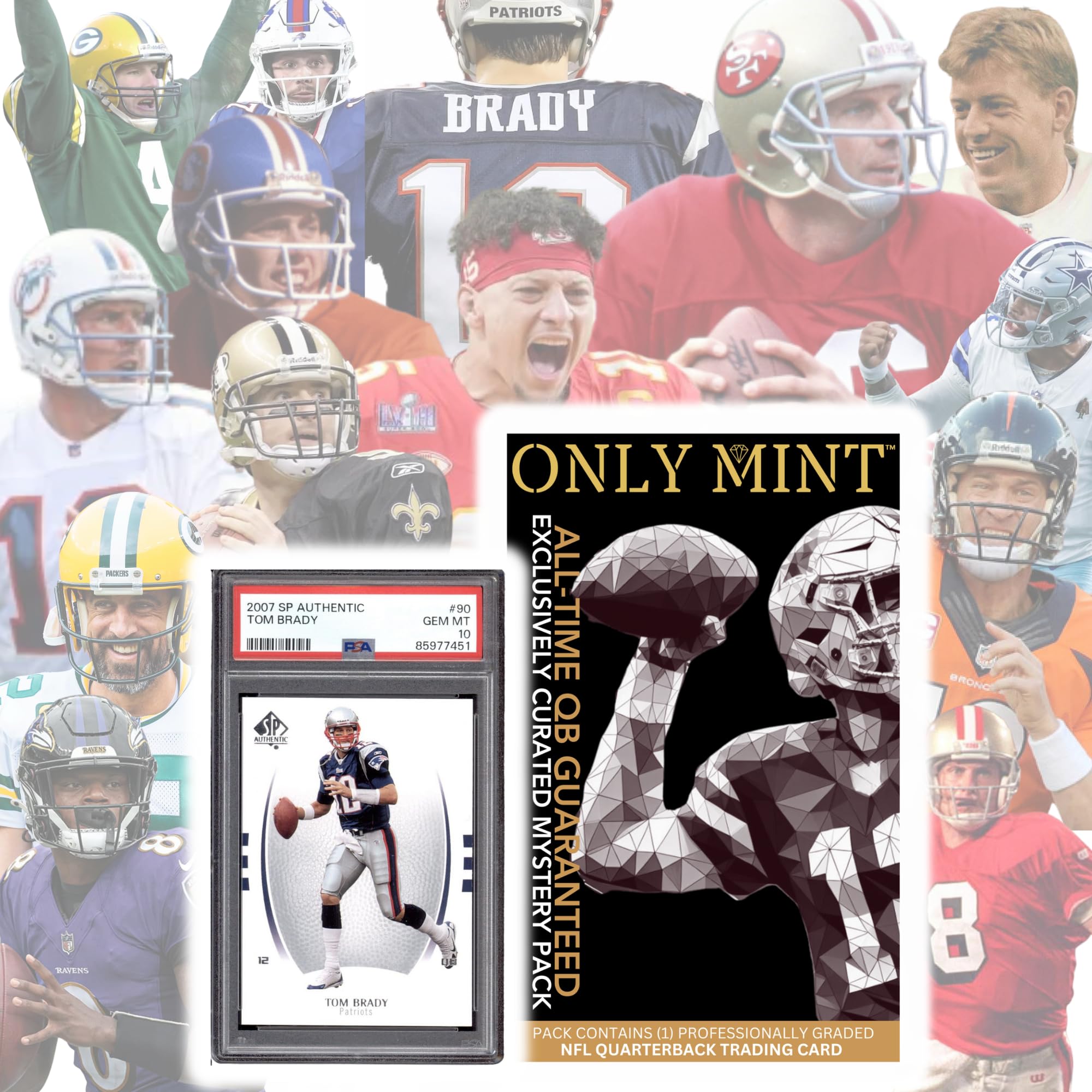 Ultimate Quarterback Guaranteed NFL Card All-Time Legend or Superstar Graded 8-10 Mint Football Card | Top QB in Each Mystery Pack | Grades by PSA BGS SGC CGC | Blind Bag Contains 1 NFL Card
