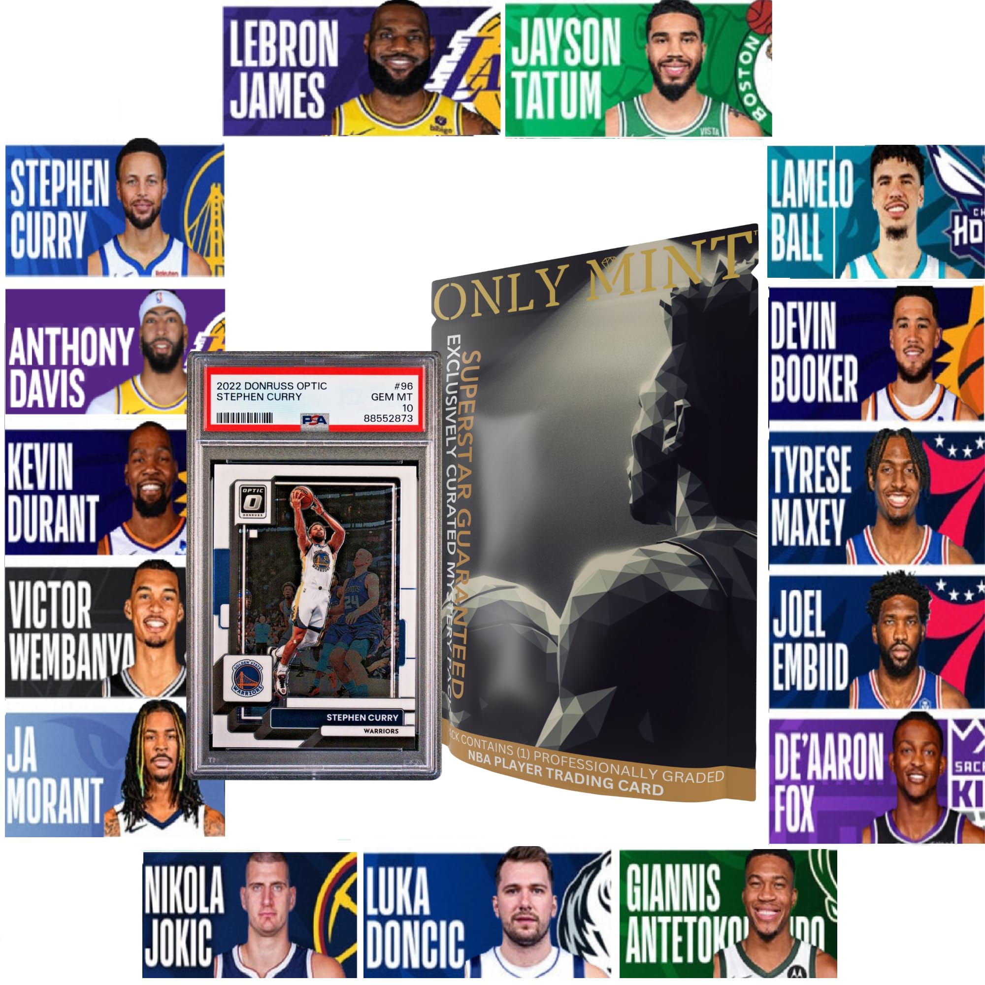 Ultimate Graded Top 15 2024 Superstar NBA Card 8-10 Mint Guaranteed | Only Top Stars in Each Mystery Booster Pack | Basketball Cards Grades by PSA BGS SGC CGC | Blind Bag Contains 1 NBA Card