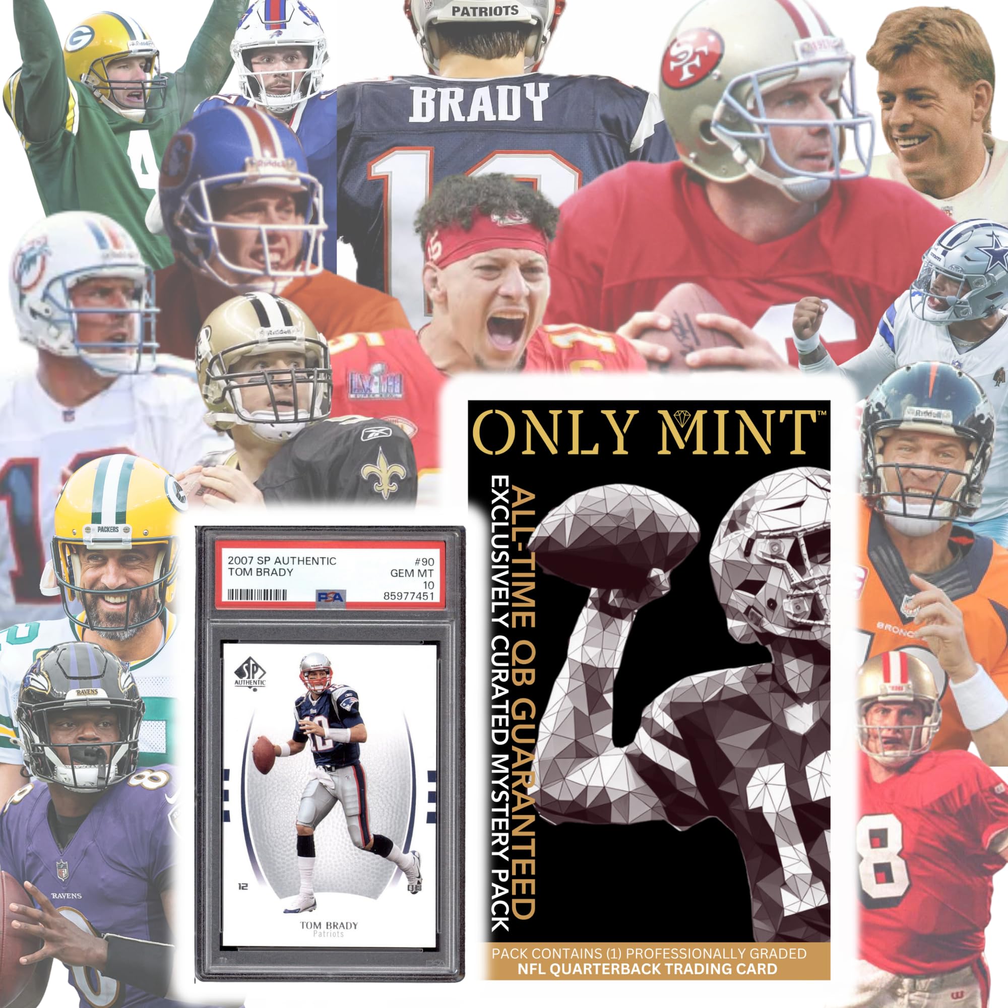 Ultimate Quarterback Guaranteed NFL Card All-Time Legend or Superstar Graded 8-10 Mint Football Card | Top QB in Each Mystery Pack | Grades by PSA BGS SGC CGC | Blind Bag Contains 1 NFL Card
