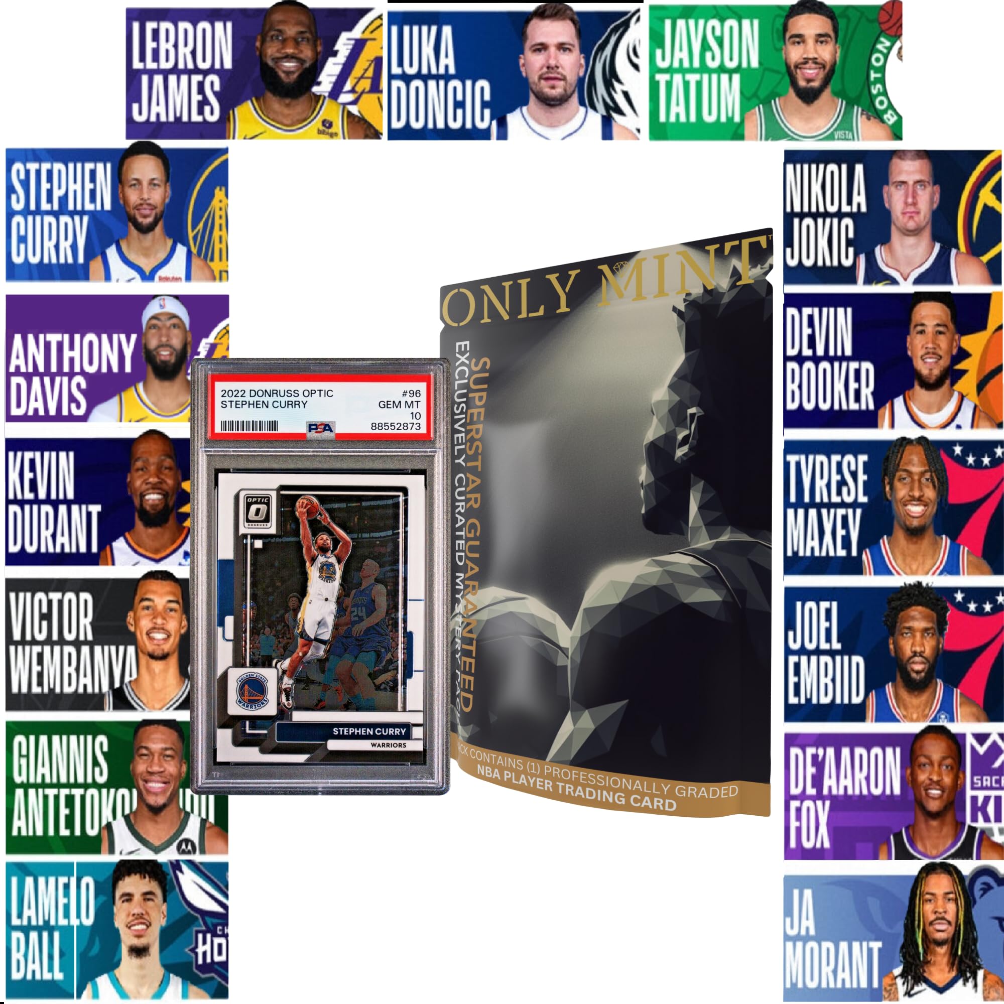 Ultimate Graded Top 15 2024 Superstar NBA Card 8-10 Mint Guaranteed | Only Top Stars in Each Mystery Booster Pack | Basketball Cards Grades by PSA BGS SGC CGC | Blind Bag Contains 1 NBA Card