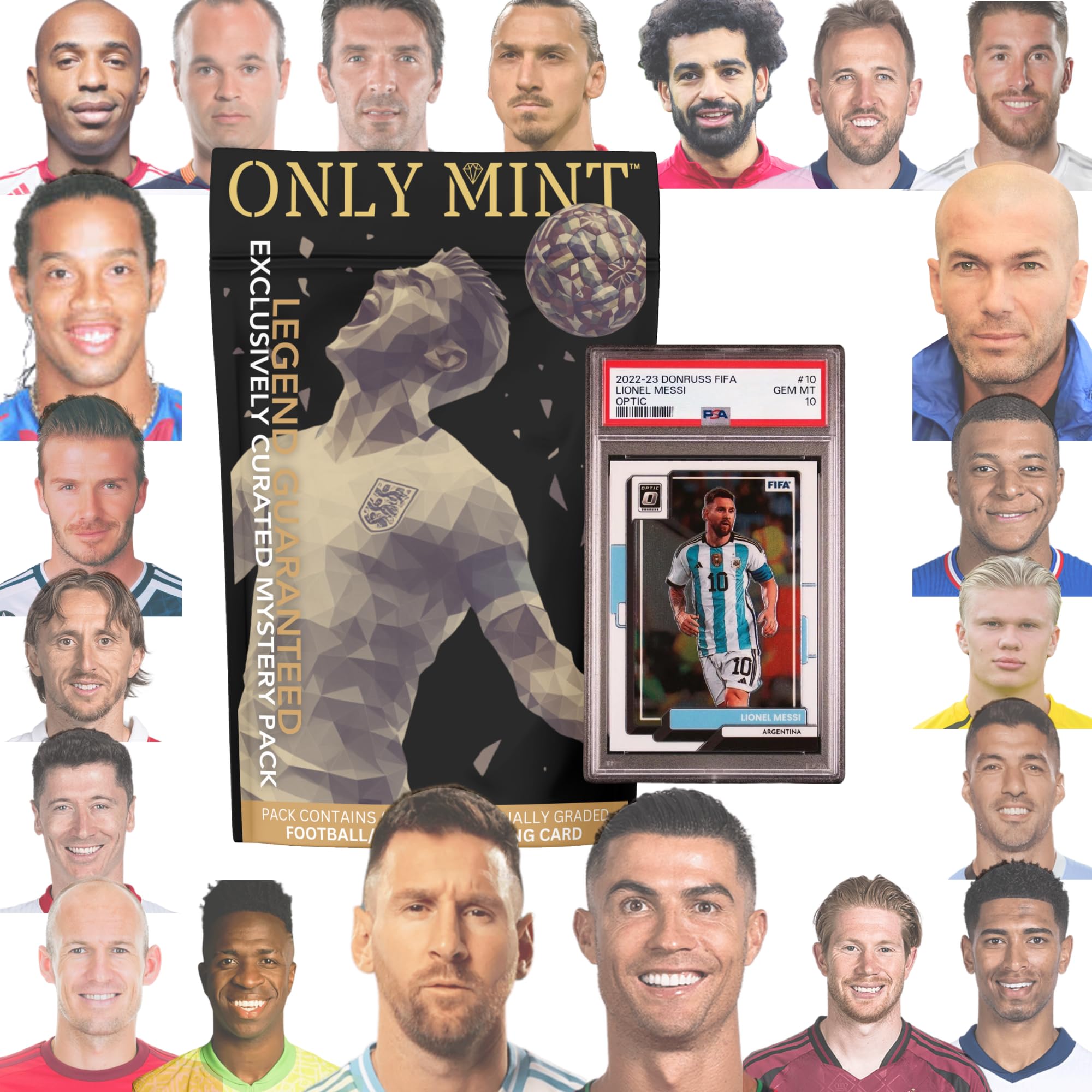 Ultimate Soccer Guaranteed Card All-Time Legend or Superstar Graded 8-10 Mint Football Card | Top Footballer in Each Mystery Pack | Grades by PSA BGS SGC CGC | Blind Bag Contains 1 Card