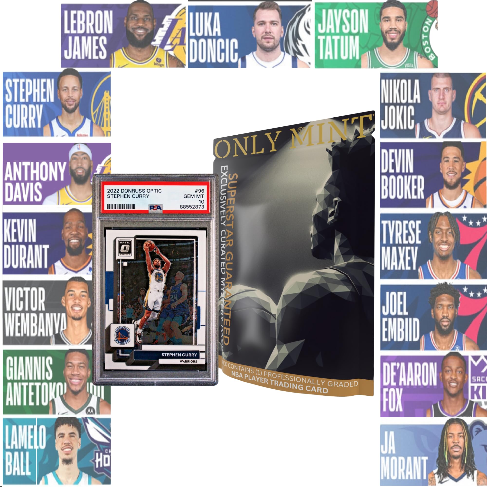Ultimate Graded Top 15 2024 Superstar NBA Card 8-10 Mint Guaranteed | Only Top Stars in Each Mystery Booster Pack | Basketball Cards Grades by PSA BGS SGC CGC | Blind Bag Contains 1 NBA Card